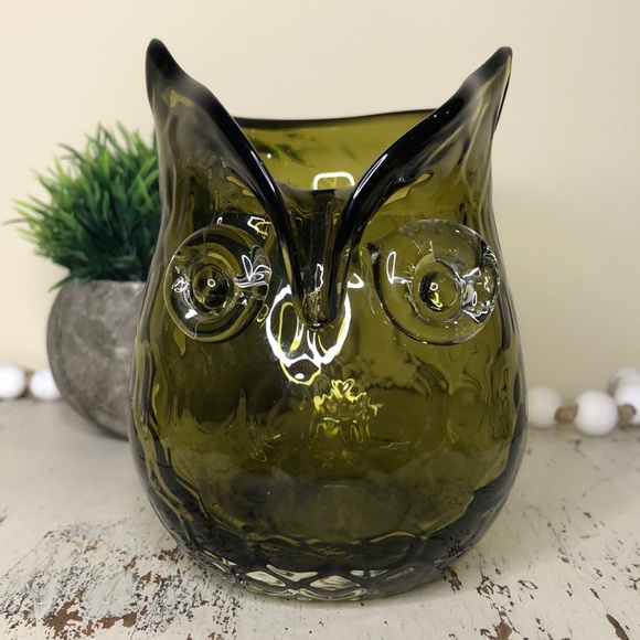 Glass Blown Owl Vase
